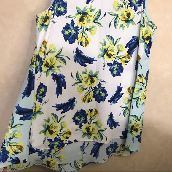 Alfani Hi Low Oversized Floral Sleeveless Tank Blue Yellow Size Small - Picture 4 of 7